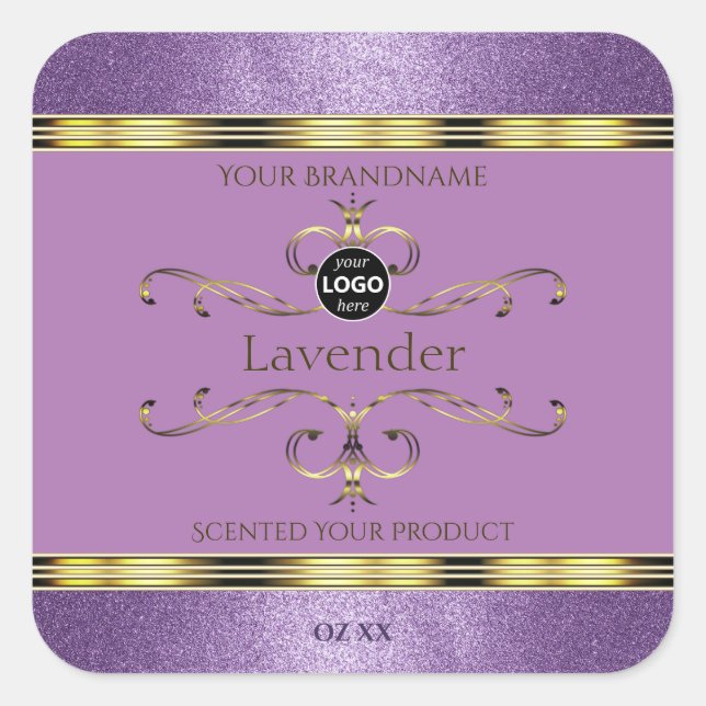 Purple Glitter and Gold Ornate Product Labels Logo (Front)
