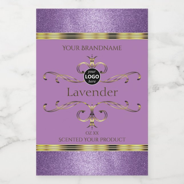 Purple Glitter and Gold Ornate Product Labels Logo (Single Label)