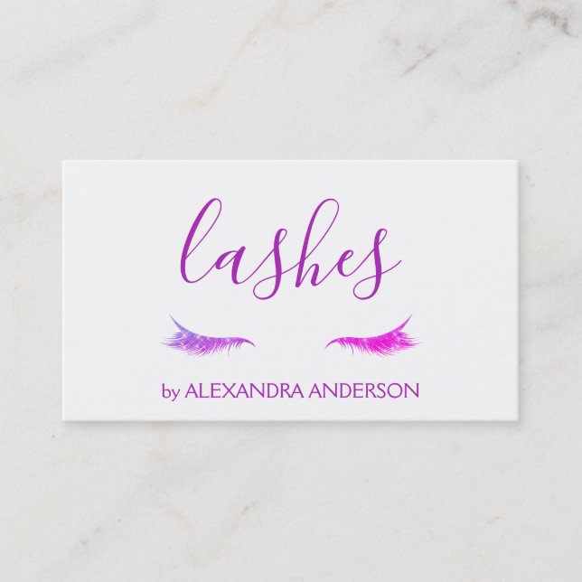 Purple Glitter and Sparkle Eyelash Extension Business Card (Front)