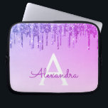 Purple Glitter and Sparkle Monogram Laptop Sleeve<br><div class="desc">Purple Faux Dripping Glitter and Sparkle Elegant Monogram Case. This case can be customized to include your initial and first name.</div>