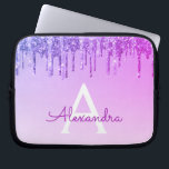 Purple Glitter and Sparkle Monogram Laptop Sleeve<br><div class="desc">Purple Faux Dripping Glitter and Sparkle Elegant Monogram Case. This case can be customized to include your initial and first name.</div>