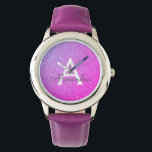 Purple Glitter and Sparkle Monogram Luxury Watch<br><div class="desc">Purple Faux Glitter and Sparkle Elegant Monogram Watch. This Watch can be customized to include your initial and first name. The Glitter Watch makes a great Bridal Shower,  Birthday Party or Bachelorette Party gift for that special person who loves pink.</div>