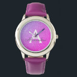 Purple Glitter and Sparkle Monogram Luxury Watch<br><div class="desc">Purple Faux Glitter and Sparkle Elegant Monogram Watch. This Watch can be customized to include your initial and first name. The Glitter Watch makes a great Bridal Shower,  Birthday Party or Bachelorette Party gift for that special person who loves pink.</div>