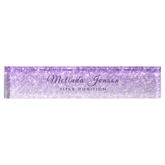 Purple Glitter And White Sparkling Nameplate (Front)