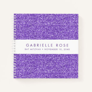 Purple Glitter Bat Mitzvah Autograph Guestbook Notebook