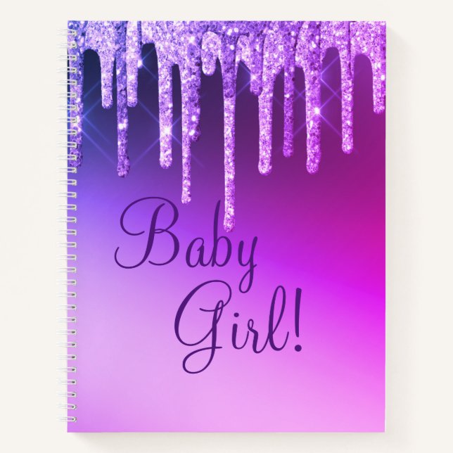 Purple Glitter Bling Girl Name Sparkle Glam Chic Notebook (Front)