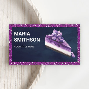 Purple Glitter Blueberry Cheesecake Slice Bakery Business Card