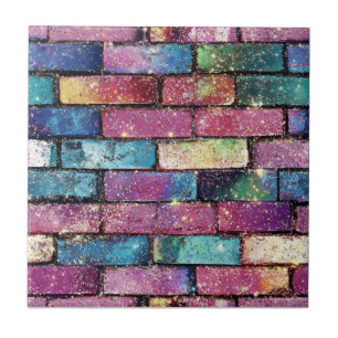 Purple Glitter Brick Pattern Tile