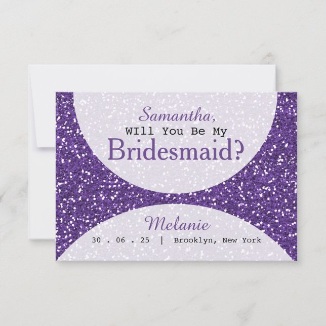 Purple Glitter Bridal Party Bridesmaid Invitation (Front)