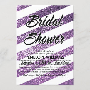 Purple Glitter Bridal Shower Invitations