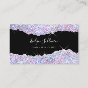 purple glitter business card