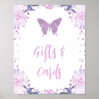 Purple Glitter Butterfly Cards and Gifts Birthday