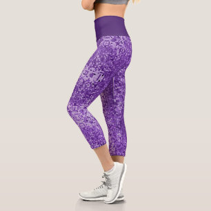 Purple Glitter Capri Leggings