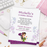 Purple Glitter Cartoon Maid House Cleaning Service Flyer<br><div class="desc">Cute Purple Glitter Cartoon Duster Maid House Cleaning Service Business Flyer.</div>