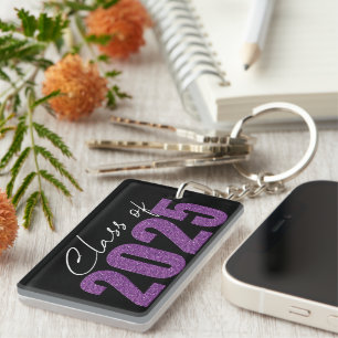 Purple Glitter Class of 2025 Keychain