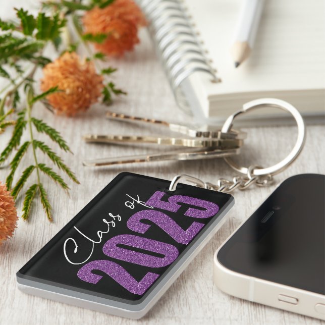 Purple Glitter Class of 2025 Keychain (Front Right)