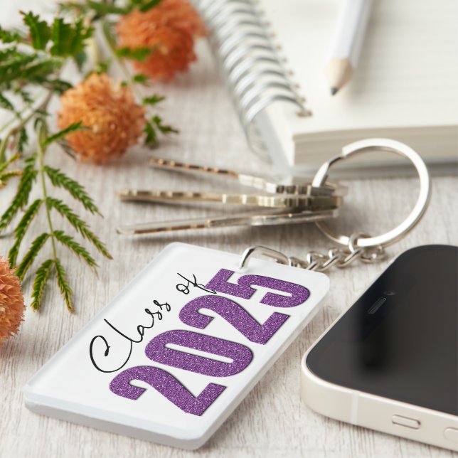 Purple Glitter Class of 2025 Keychain (Front Right)