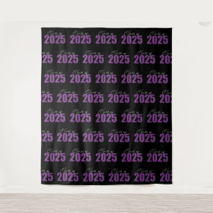 Purple Glitter Class of 2025 Photo Backdrop Tapestry