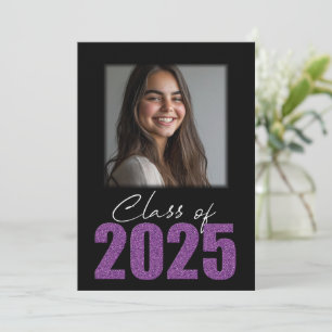 Purple Glitter Class of 2025 Photo Open House Invitation