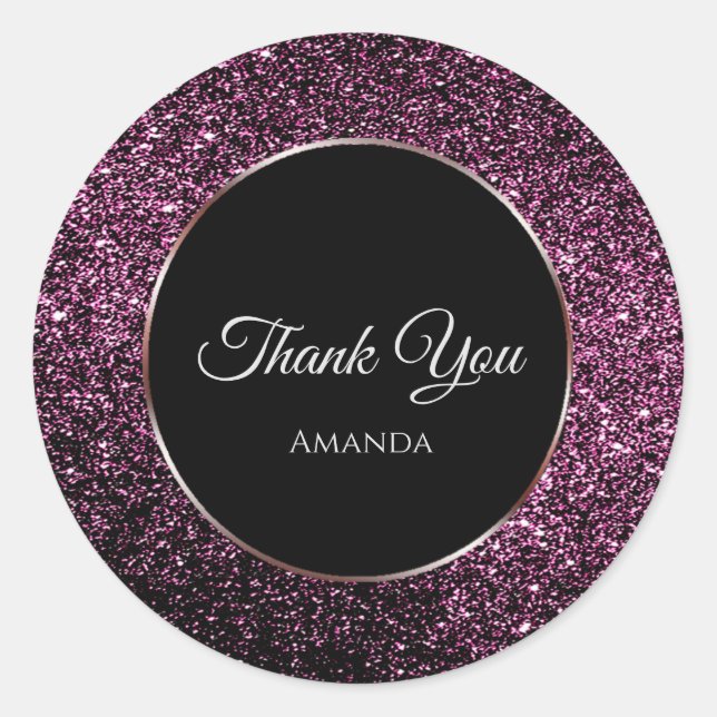 purple glitter  classic round sticker (Front)