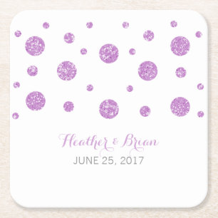 Purple Glitter Confetti Paper Coasters