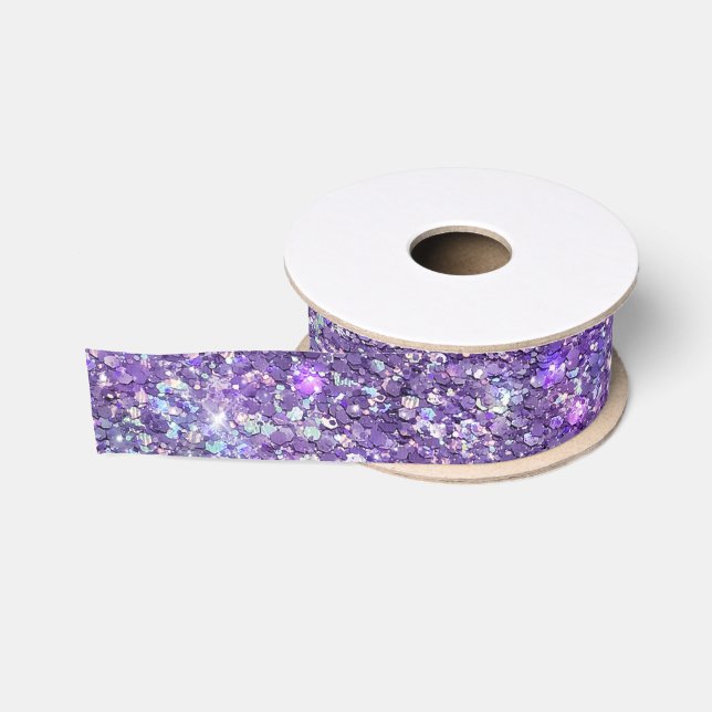 Purple Glitter Confetti Sparkle Grosgrain Ribbon (Spool)