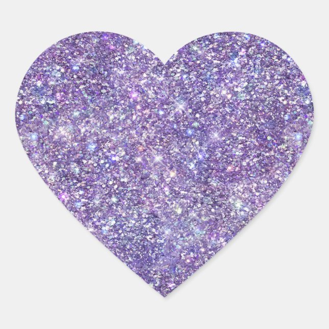 Purple Glitter Confetti Sparkle Heart Sticker (Front)