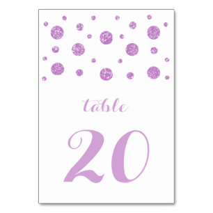 Purple Glitter Confetti Wedding Table Card