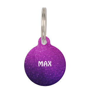 Purple Glitter Custom Name Pet Tag