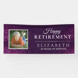 Purple Glitter Custom Photo Retirement Party Banne Banner