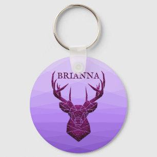 Purple Glitter Deer Keychain