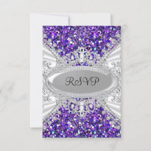 Purple Glitter Diamond Tiara Sweet 16 RSVP 2