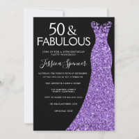 Purple Glitter Dress Black 50th Birthday Party