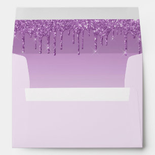 Purple Glitter Drips Baby Shower Feet Envelope