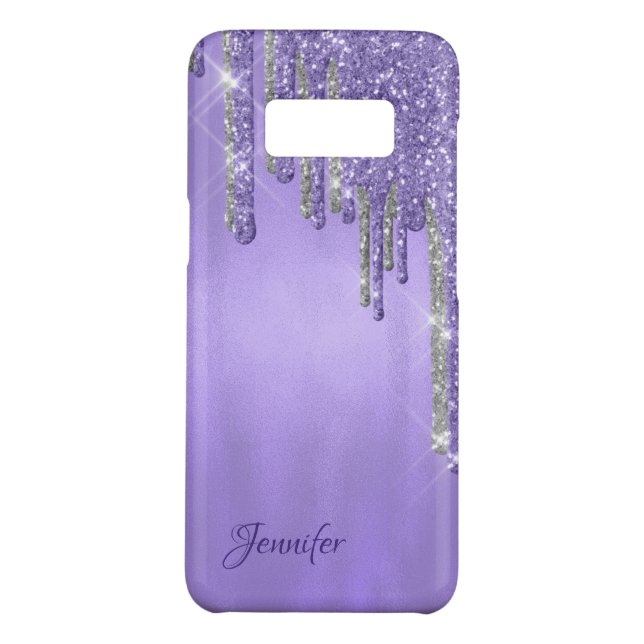 Purple Glitter Drips Samsung S8 Case (Back)
