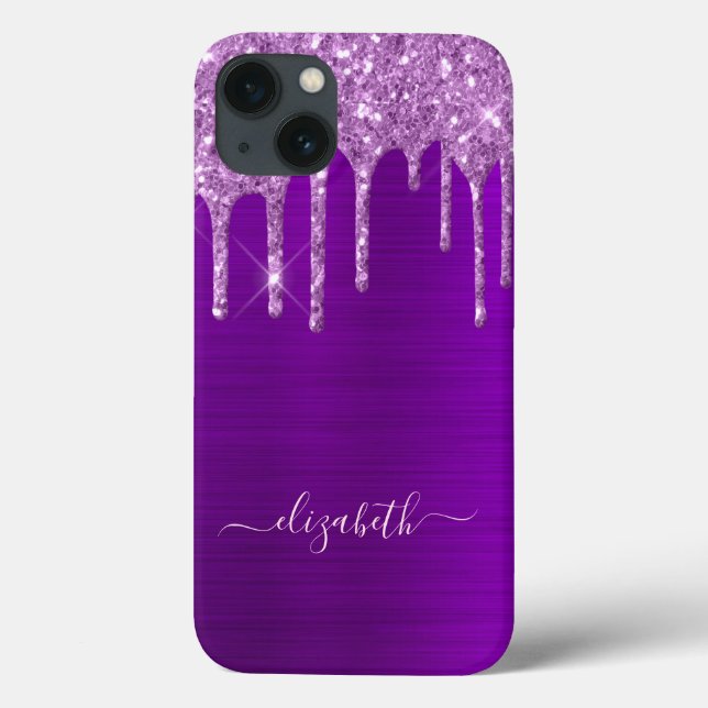 Purple glitter drips sparkle girly glam Case-Mate iPhone case (Back)
