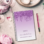 Purple glitter drips violet monogram name 2025 planner<br><div class="desc">A purple,  violet gradient background with deep purple glitter drips,  paint dripping look.   Personalize and add a year  (any year) a name and a title. The name is written in purple with a modern hand lettered style script. Perfect for business,  school,  diary,  work or organizing your personal/family life.</div>