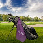 Purple glitter drops custom monogram name golf towel<br><div class="desc">A deep purple background. The purple colour is uneven. Decorated with faux glitter drops. Personalize and add a name,  your monogram initials. The name is written with a hand lettered style script.</div>