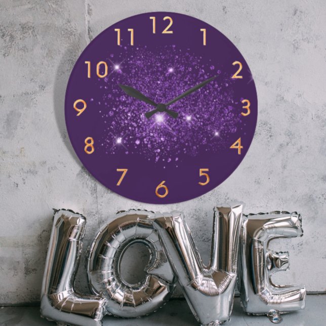 Purple glitter dust gold large clock (Creator Uploaded)