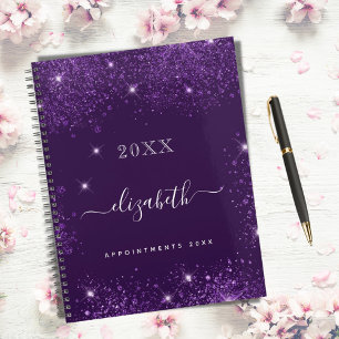 Purple glitter dust name script 2022 planner