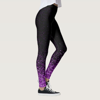 Purple Glitter Fading to Black Leggings