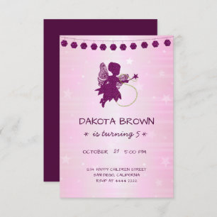 Purple Glitter Fairy Birthday Invitation