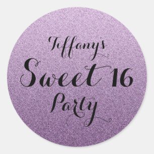 Purple Glitter Faux Ombre Sweet 16 Sticker