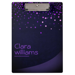 Purple Glitter Faux Sparkle Confetti Modern Clipboard