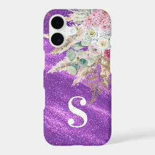 Purple Glitter Floral iPhone / iPad case
