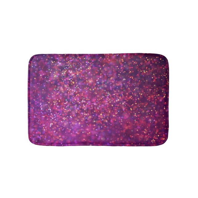 Purple Glitter Floral Personalized Bath Mat (Front)