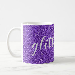 Purple Glitter Girl Faux Sparkling Glitter Coffee Mug