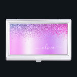 Purple Glitter Glam Metal Monogram Name Business Card Holder<br><div class="desc">Purple Faux Foil Metallic Sparkle Glitter Brushed Metal Monogram Name Business Card Holder. This makes the perfect sweet 16 birthday,  wedding,  bridal shower,  anniversary,  baby shower or bachelorette party gift for someone that loves glam luxury and chic styles.</div>
