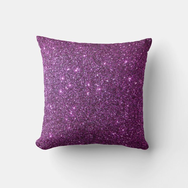 Purple Glitter Glam Sparkles -Faux Design Throw Pillow (Front)