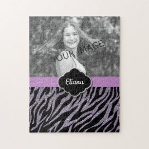Purple Glitter Glamourous Customized Photography Jigsaw Puzzle